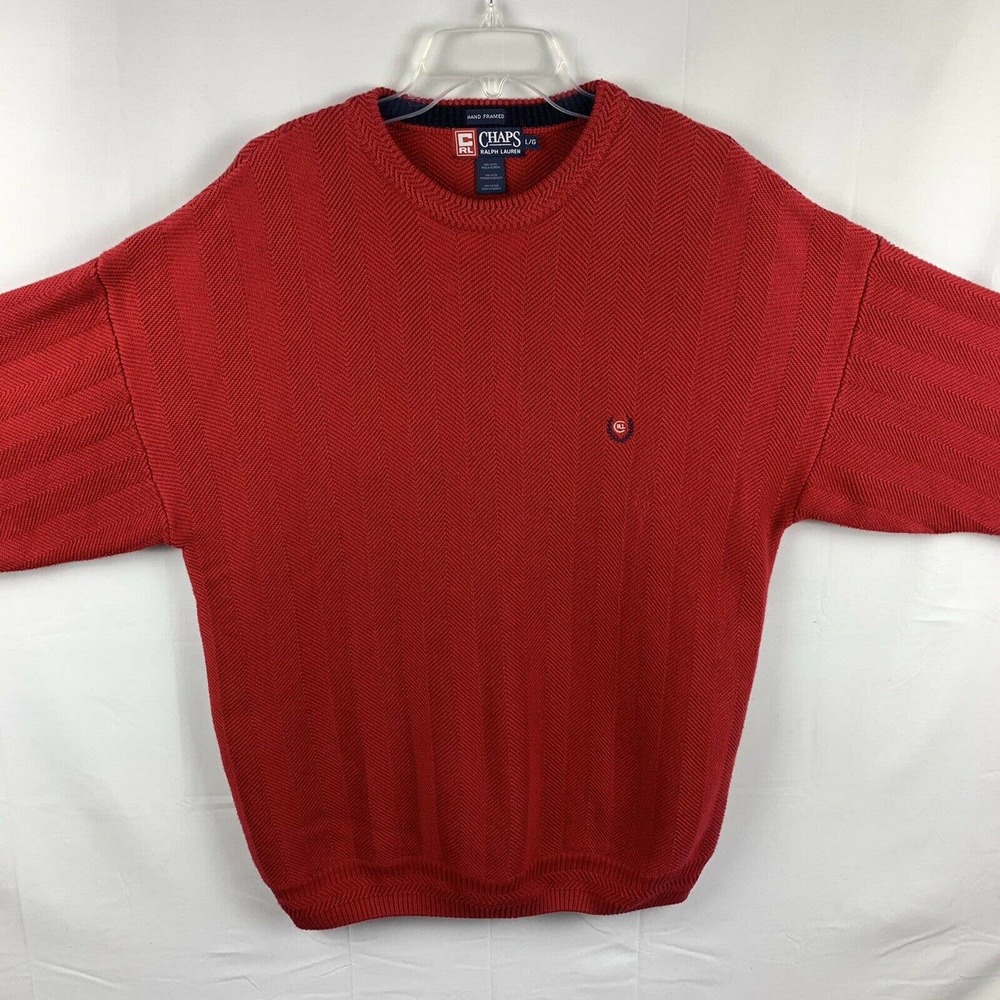 Chaps Ralph Lauren Red Sweater Pullover  L 90s